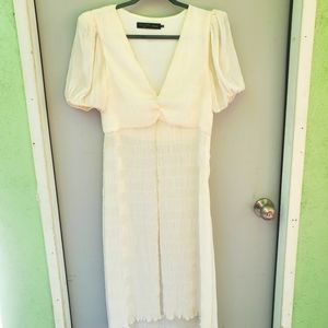 House of Harlow 1960 + Revolve Cream Pleated Maxi top